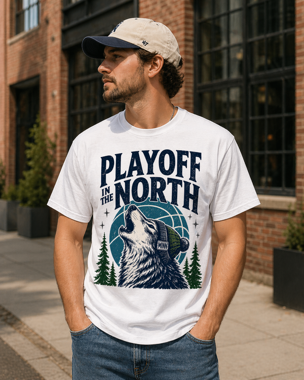 Playoff In The North Tee - White lifestyle (brick / '47 hat)